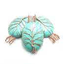 green howlite turquoise tree pendant copper wire wrap oval