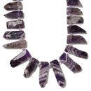 Chevron Amethyst Graduated Slab Slice Stick Points Beads Approx 20-45mm 15.5" Strand