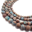 blue calsilica jasper matte round beads