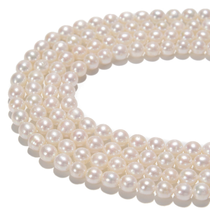 High Quality White Fresh Water Akoya Pearl Round Beads Size 7-8mm 15.5'' Strand