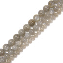 Light Gray Moonstone Smooth Round Beads Size 6mm 8mm 10mm 15.5'' Strand