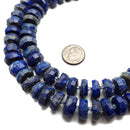 Natural Lapis Faceted Rondelle Wheel Discs Beads 6x12mm 15.5" Strand