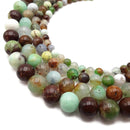 Green Brown Chrysoprase Smooth Round Beads 6mm 8mm 10mm 12mm 15.5" Strand