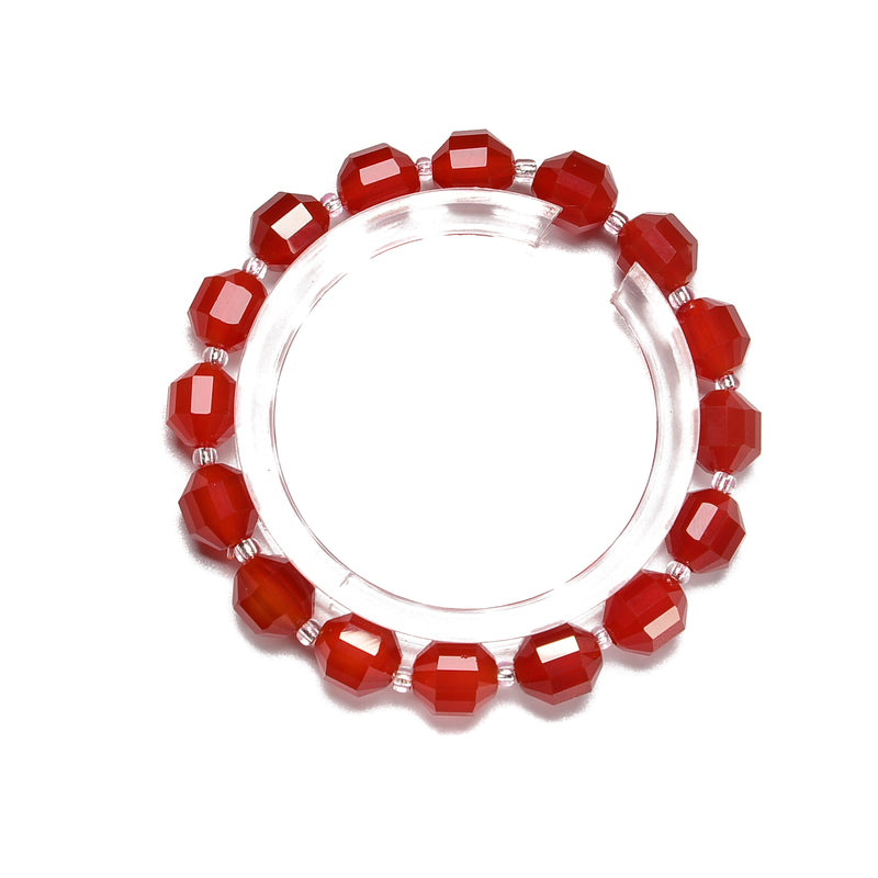 Carnelian Prism Cut Double Point Bracelet Beads Size 8mm 10mm 7.5'' Length
