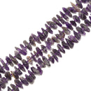 Amethyst Rough Nugget Chips Center Drill Beads Size Approx 8x18mm 15.5" Strand