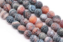 black red fire agate Crackled matte round beads