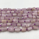 natural kunzite rough faceted cyinder tube beads