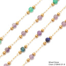 3mm Faceted Round Beads Multi Gemstone Chain Sold One Meter Per Bag