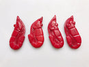 red bamboo coral hand carved shrimp pendant
