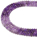 Natural Gradient Amethyst Faceted Round Beads Size 4mm 15.5'' Strand