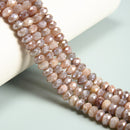 Peach Moonstone Electroplated AB Faceted Rondelle Size 4x6mm 5x8mm 15.5''Strand