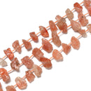 Natural Sunstone Nugget Chunks Top Drill Points Beads Size 10-15mm 15.5'' Strand