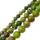 large hole green sea sediment jasper smooth round beads