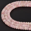 Natural Pink Morganite Faceted Rondelle Beads Size 5x8mm 15.5" Strand