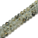 2.0mm Large Hole Black & Gold Splash Printed Glass Smooth Round Beads 14mm 15.5"Strand