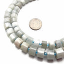 Aquamarine Faceted Rondelle Wheel Discs Beads Approx 6x8mm 7x9mm 15.5" Strand