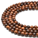 Dark Brown Tiger's Skin Sandalwood Smooth Round Beads 6mm 8mm 10mm 12mm 15.5" Strand