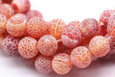 red fire agate Crackled matte round beads
