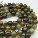 natural green garnet smooth round beads