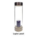 03 - Crystal Infused Healing Glass Water Bottle Gemstone Chips 9" Tall Amethyst, Tiger Eye, Quartz, Aventurine, Citrine, Lapis