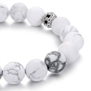 howlite bracelet silver skull matte round