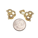 tri ring clasp gold plated copper with micro pave clear zircon