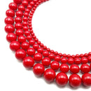 Red Shell Pearl Smooth Round Beads 4mm 6mm 8mm 10mm 15.5" Strand