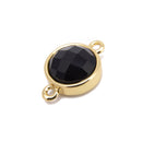 Gemstone Faceted Round Gold Edge Connector Pendant Charm Size 12x12mm