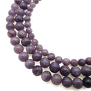 Natural Purple Lepidolite Smooth Round Beads 6mm 8mm 10mm 15.5" Strand