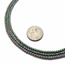 Rainbow Plated Hematite Faceted Matte Round Beads 2mm 15.5" Strand