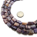 Natural Charoite Faceted Irregular Tube Beads Size 8x10mm 15.5" Strand