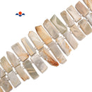 Natural White Moonstone Graduated Slab Slice Stick Points Beads 10-12mmx22-45mm 15.5'' Strand