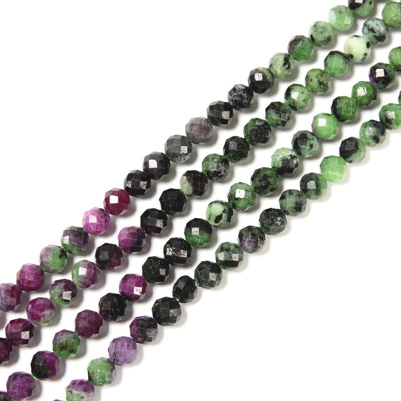 Gradient Ruby Zoisite Faceted Round Beads Size 6.5mm 15.5'' Strand