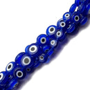 Blue Evil Eye Glass Coin Discs Beads Size 6mm 8mm 10mm 15.5" Strand