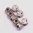 silver plated micro pave zircon flat wheel charm