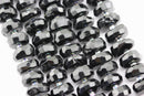 black tourmaline faceted rondelle beads