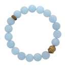 aqua dyed quartz bracelet gold hematite buddha matte round