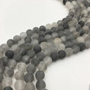 large hole cloudy quartz matte round beads