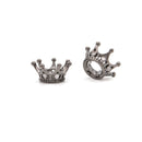 Large Hole Clear Cubic Zirconia Micro Pave Crown Charm Beads 7x11mm 5PCS/Bag