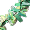 Chrysoprase Graduated Irregular Slab Slice Stick Points Beads 20-40mm 15.5" Strand