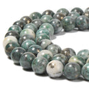 Rare Natural Pyrite in Green Jade Smooth Round Beads 6mm 8mm 10mm 15.5'' Strand