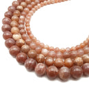 Natural Peach Moonstone Smooth Round Beads 6mm 8mm 10mm 12mm 15.5" Strand