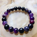 purple Striped agate bracelet smooth round