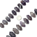Amethyst Graduated Center Drill Faceted Points Beads 25-30mm 15.5" Strand