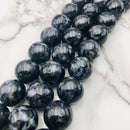 indigo gabbro smooth round beads