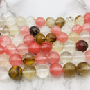 mixed cherry quartz fire quartz smooth round