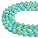 Natural Green Amazonite Faceted Spiral Twist Beads Size 8x10mm 15.5'' Strand