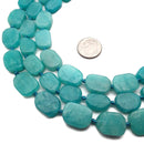 Amazonite Smooth Flat Rectangle Slab Slice Beads Approx 10x15mm 15.5" Strand