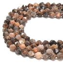 Natural Black Moonstone Faceted Star Cut Beads Size 8mm 15.5" Strand
