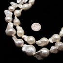 White Coated Fresh Water Pearl Baroque Fireball Beads Approx 16x20mm 15.5" Strand
